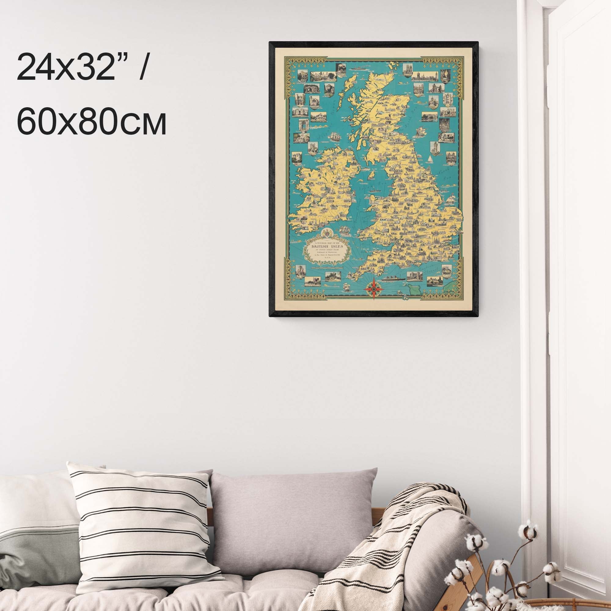 "Pictorial Map of the British Isles" on Framed Prints, Print-only, Framed Canvas, Acrylic, Canvas