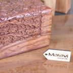 Vansuri Large Hand Carved Wooden Box Velvet Lined