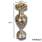 Vintage Brass Vase Pair 38cm Hand Painted and Etched