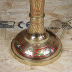 Vintage 77cm Large Brass Vase Hand Painted and Etched - Red