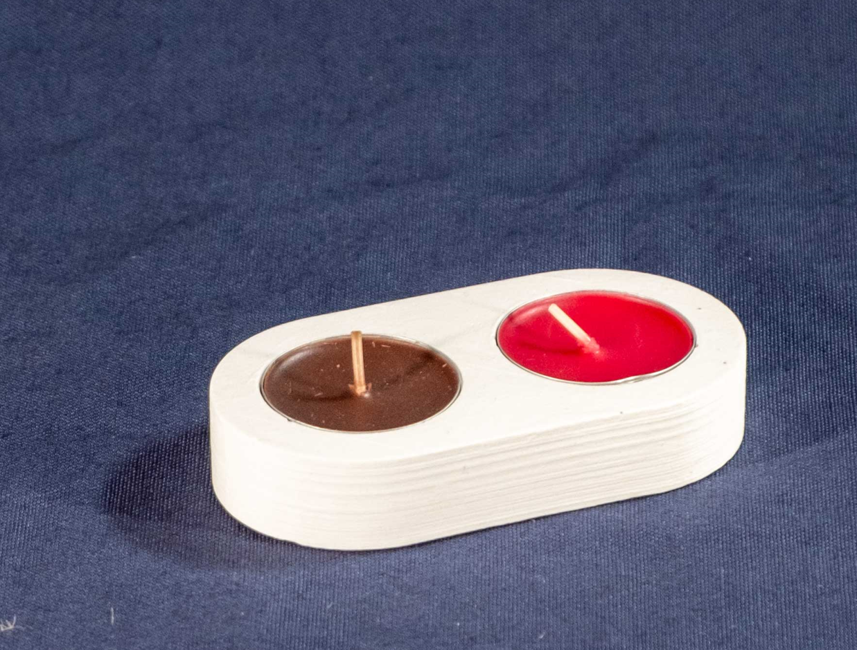 WHITE CONCRETE DOUBLE TEALIGHT HOLDER Default Title