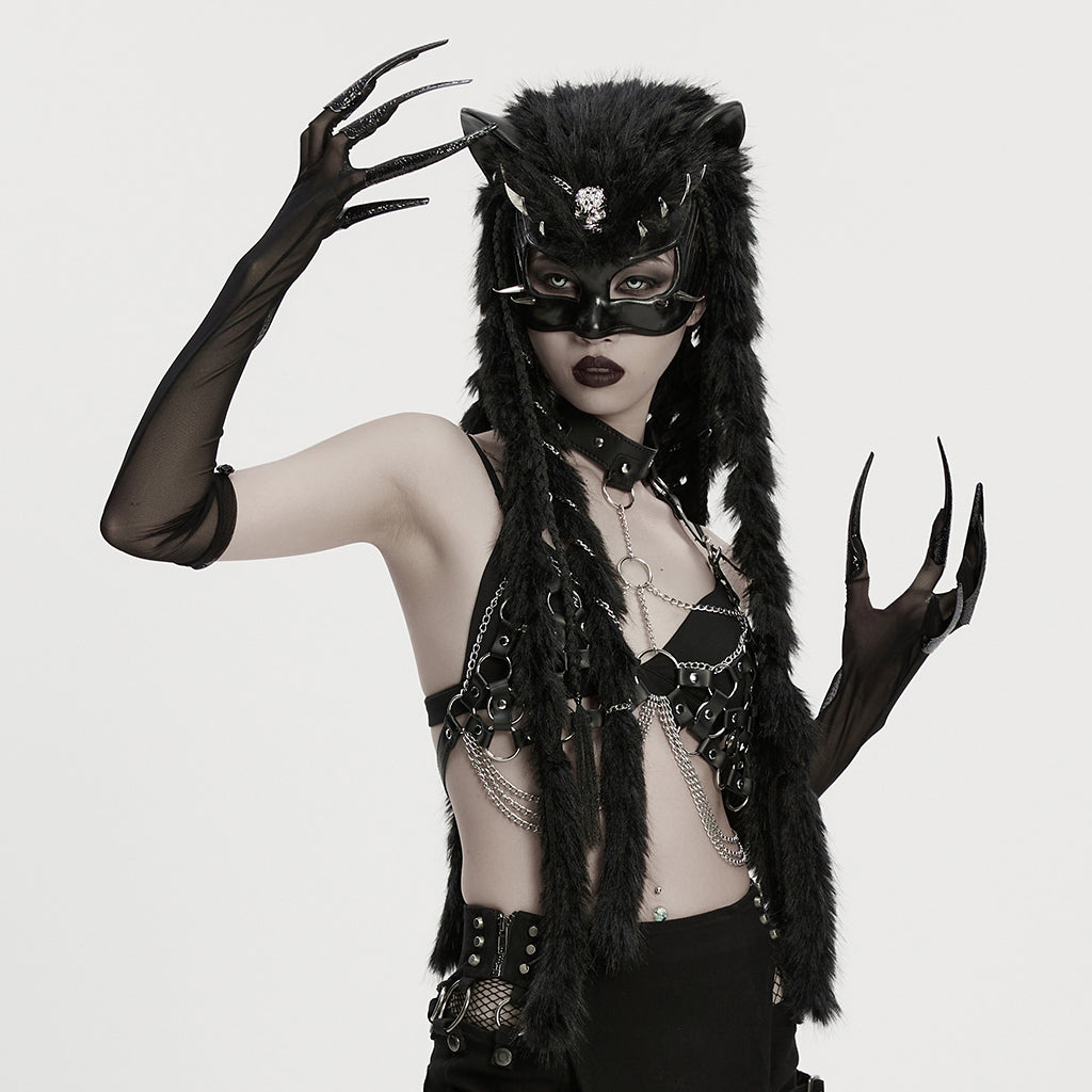 Punk Rave Fluffy Goth Gloves