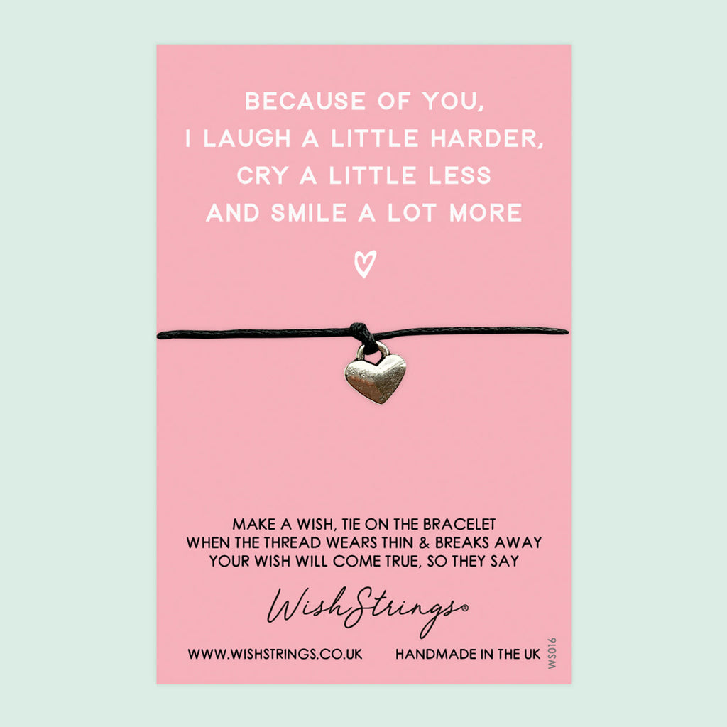 WishStrings Wish Bracelet – Because of You Friendship Gift with Gift Card Included
