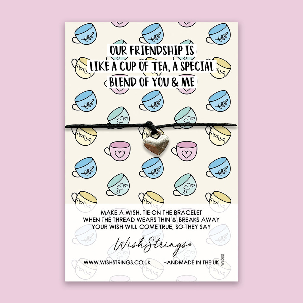 Friendship Quote Bracelet – Handmade Waxed Cotton Adjustable Gift Card Included