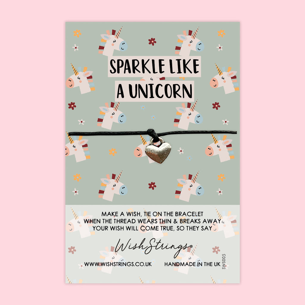 Wish Bracelet Sparkle Like Unicorn – Friendship Bracelet on Positive Gift Card