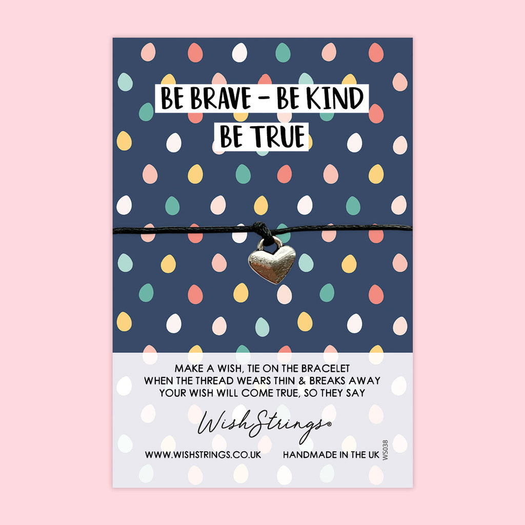 WishStrings ‘Be Brave, Be Kind, Be True’ Wish Bracelet | Uplifting Positivity Gift | Meaningful Bracelet for Encouragement & Strength