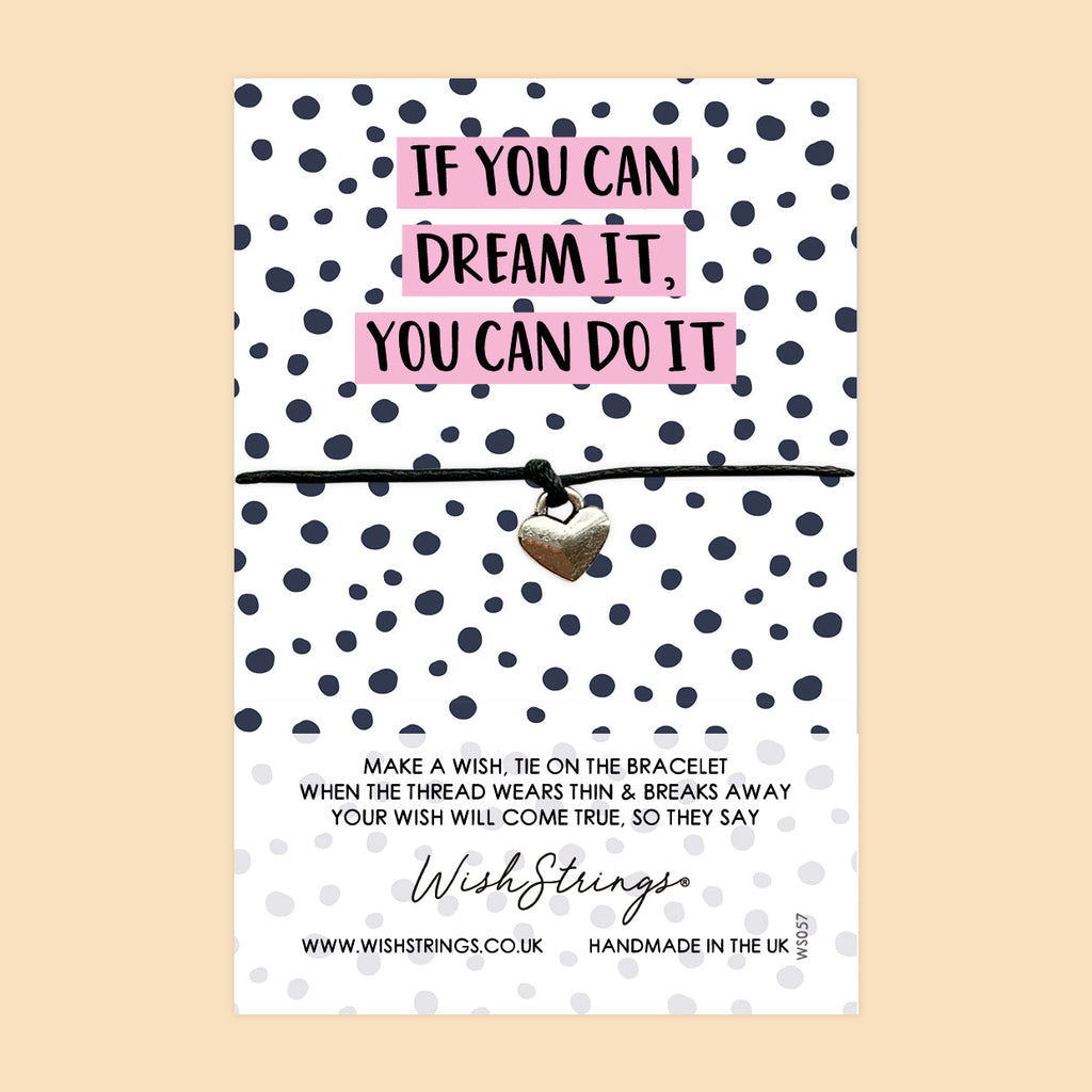 WishStrings Wish Bracelet – Inspirational Quote Jewelry | Polkadot Gift Card | Friendship Gift