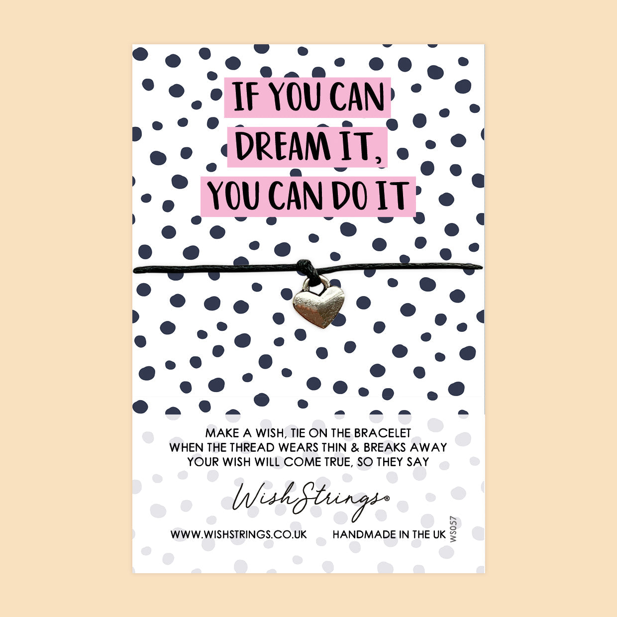 WishStrings Wish Bracelet – Inspirational Quote Jewelry | Polkadot Gift Card | Friendship Gift