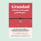 Grandad Wish Bracelet – Handmade Silver Waxed Cotton Cord | Birthday & Fathers Day Gift Card