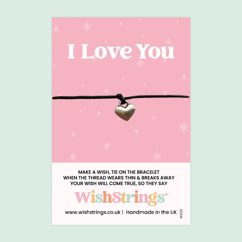 I Love You Bracelet – Waxed Cotton Wish Bracelet | Anniversary Gift Card Included