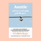 Auntie Wish Bracelet – Handmade Silver Friendship Gift with Birthday Card