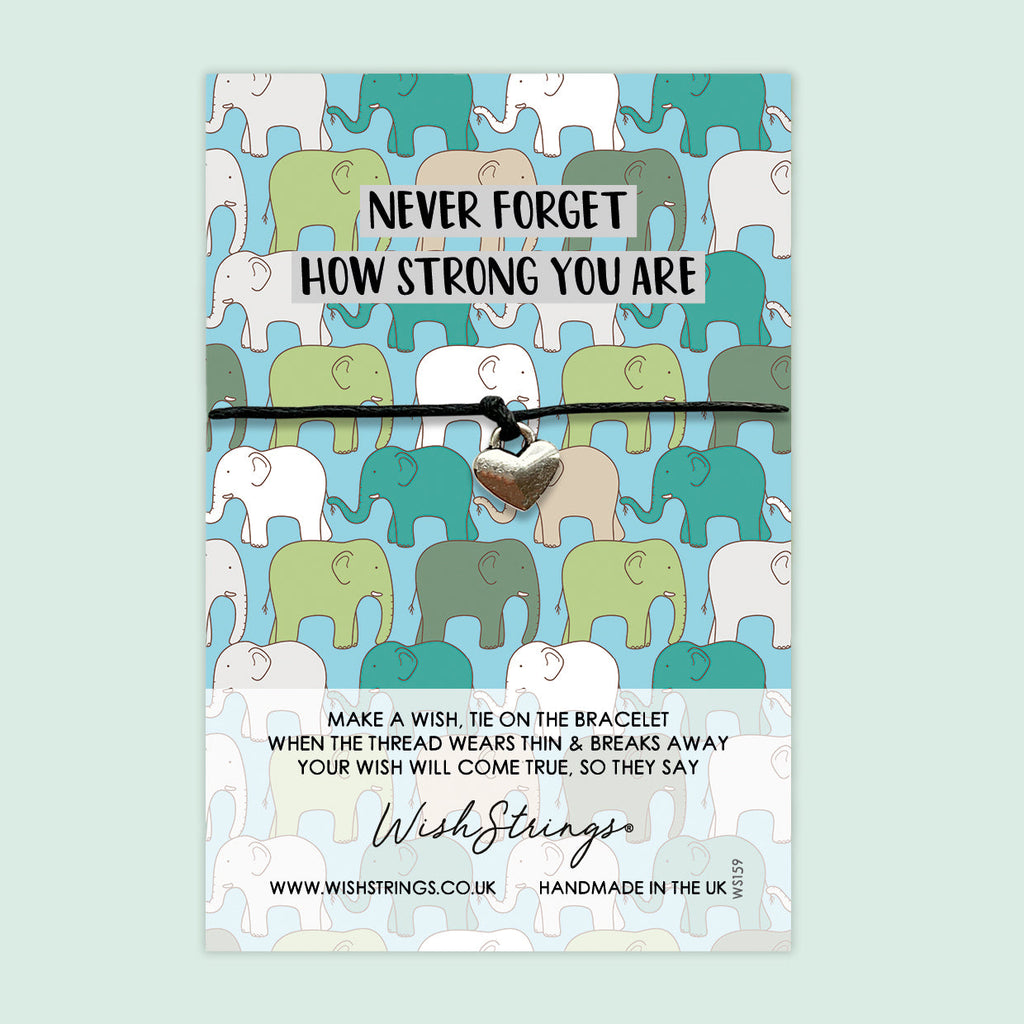 Strength Wish Bracelet – Handmade Wax Cord Adjustable Gift Card – Encouragement Gift