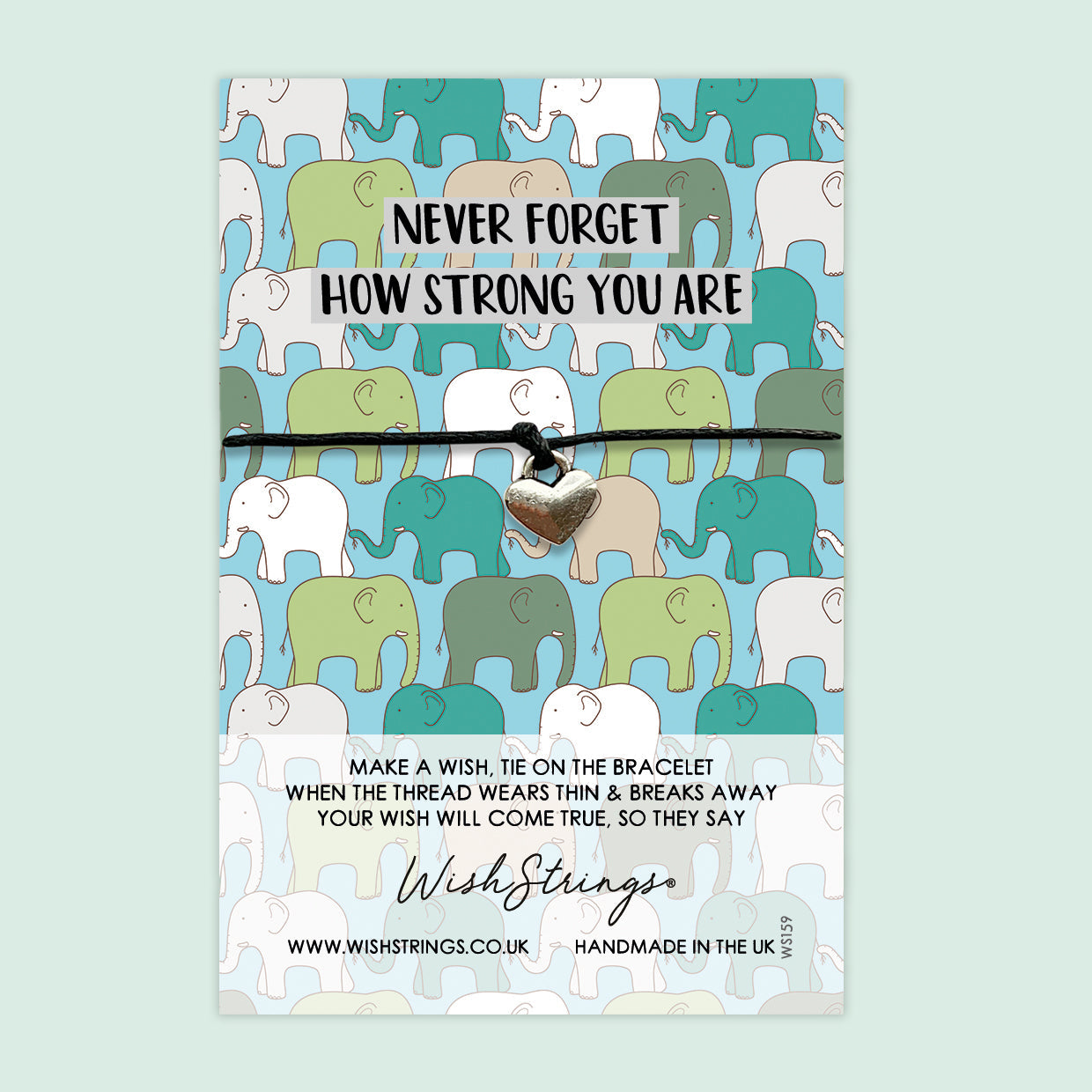 Strength Wish Bracelet – Handmade Wax Cord Adjustable Gift Card – Encouragement Gift
