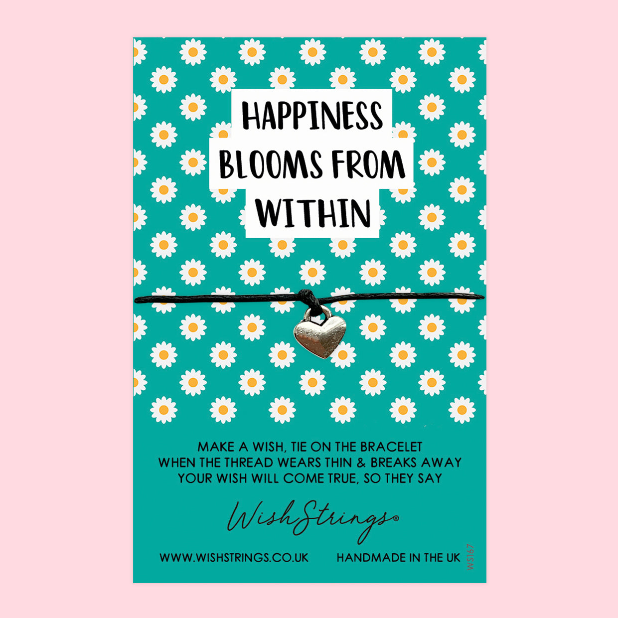 WishStrings Wish Bracelet – Waxed Cotton Self-Care Bracelet | Encouragement Gift Idea with Card