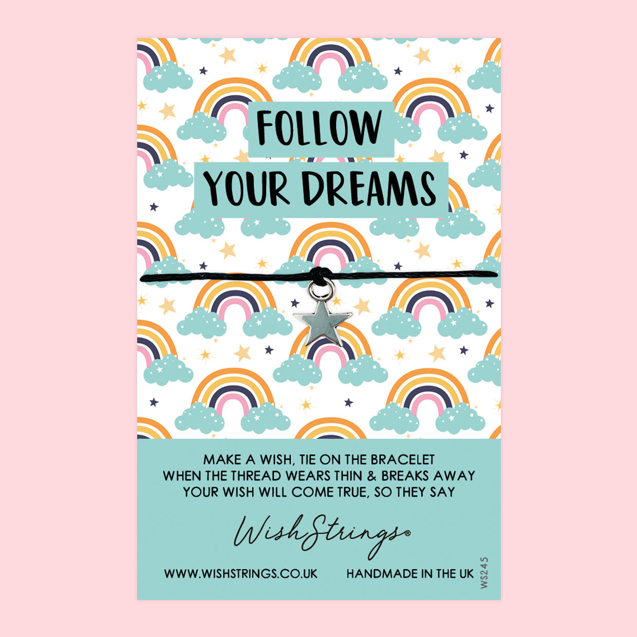 WishStrings ‘Follow Your Dreams’ Wish Bracelet | Rainbow Pattern Design | Meaningful Gift for Luck, Success & New Beginnings