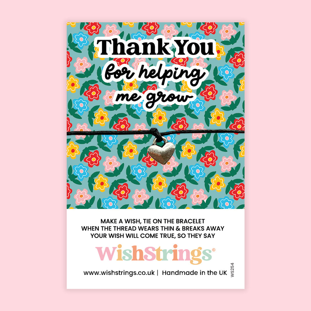 Thank You Wish Bracelet – Teacher Appreciation Gift | Floral Card Keepsake | Handmade End Of Term Gift