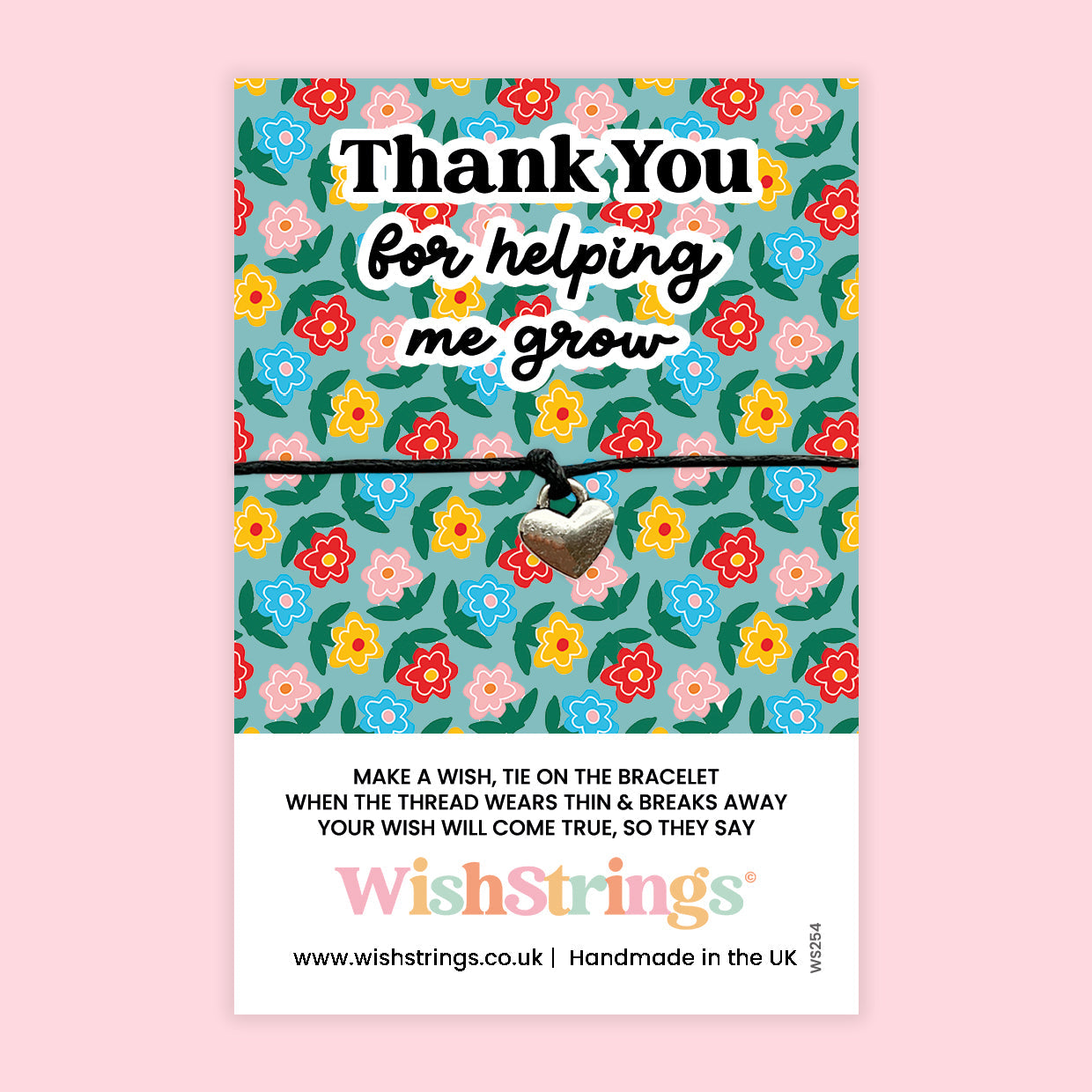 Thank You Wish Bracelet – Teacher Appreciation Gift | Floral Card Keepsake | Handmade End Of Term Gift