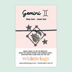 Gemini Star Sign Bracelet – Zodiac Astrology Gift With Birthday Card – Wishstrings Silver Charm