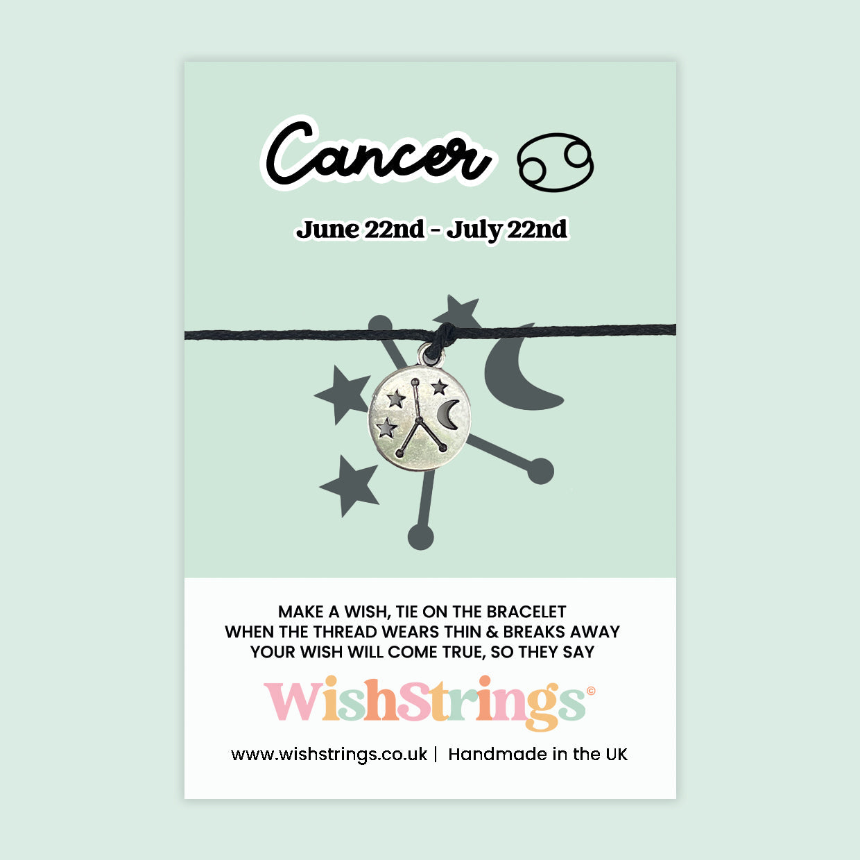 Cancer Star Sign Bracelet – Handmade Zodiac Astrology Gift | Birthday Card Included