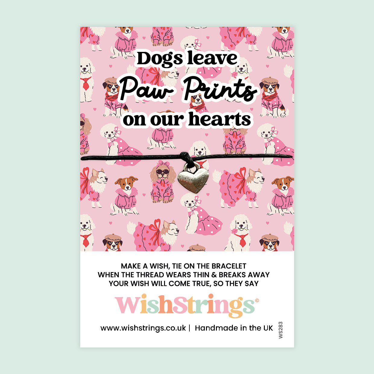Dog Memorial Bracelet – Handmade Waxed Cotton Sympathy Bracelet on Pet Gift Card