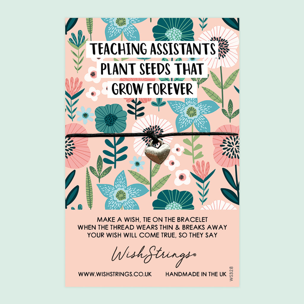 WishStrings ‘Teaching Assistants Plant Seeds That Grow’ Wish Bracelet | Thoughtful Thank You Gift | End of School Term Keepsake for TA