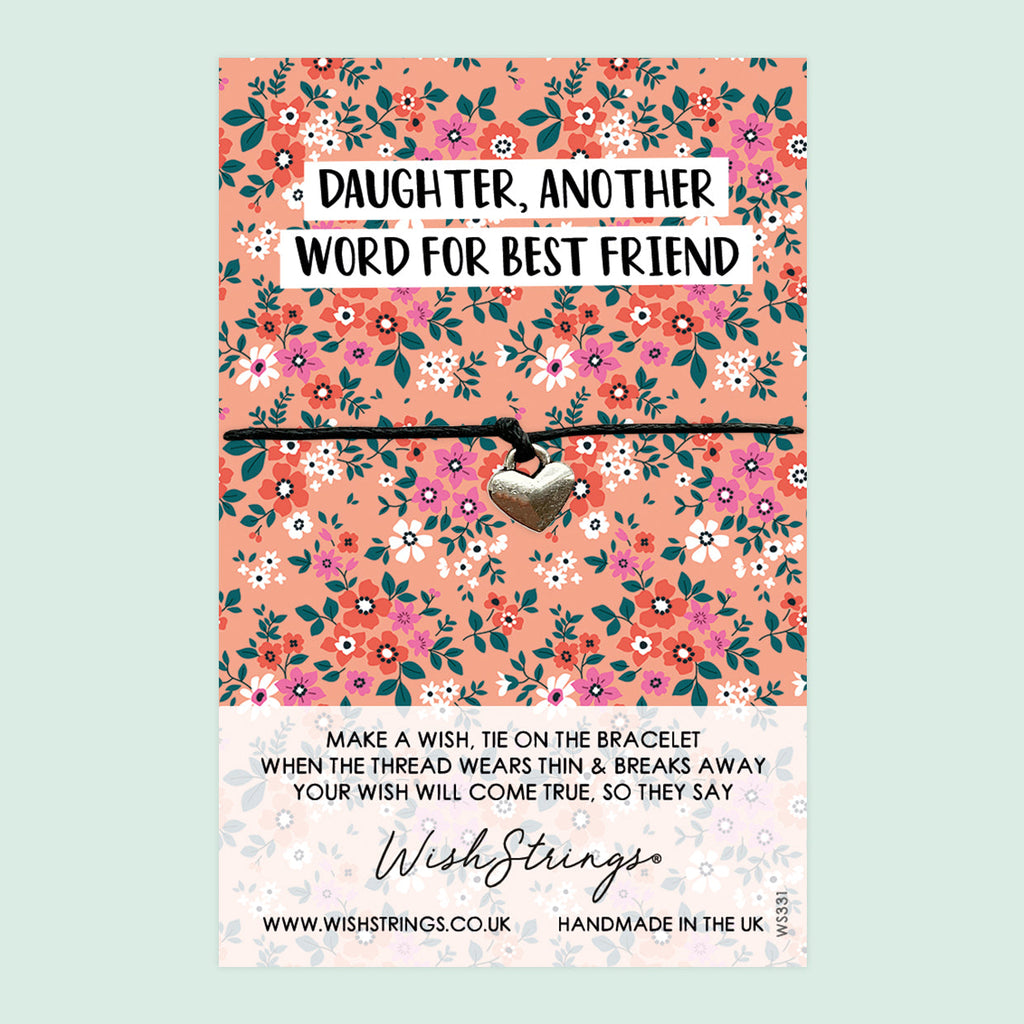 Wish Bracelet Daughter – Handmade Wax Cord Bracelet With Gift Card | Meaningful Birthday Gift
