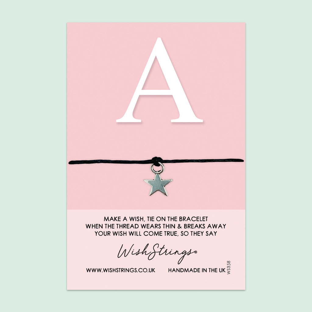 WishStrings Wish Bracelet – Custom Name Letter A Bracelet | Simple Elegant Friendship Gift Card