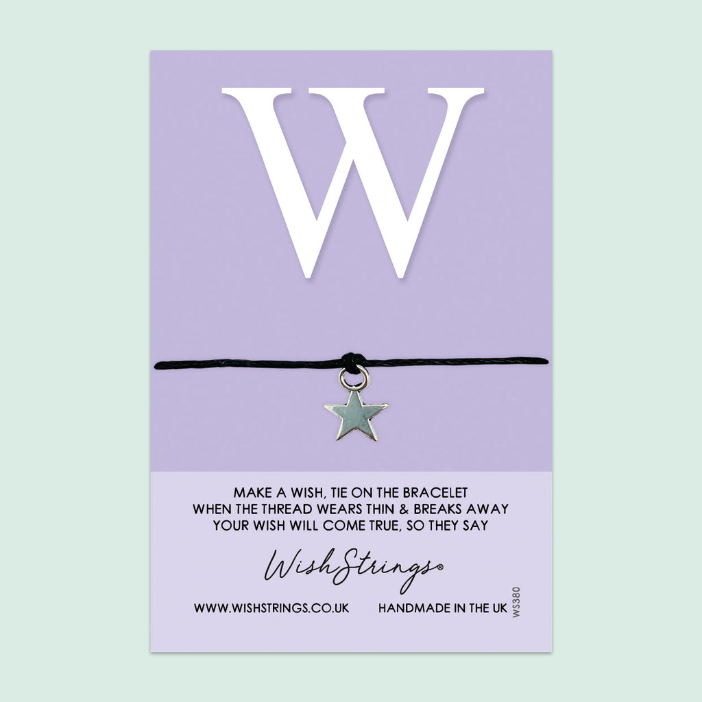 Letter Wish Bracelet – Personalized Initial Jewelry Gift | Adjustable Waxed Cotton Cord | Gift Card Included