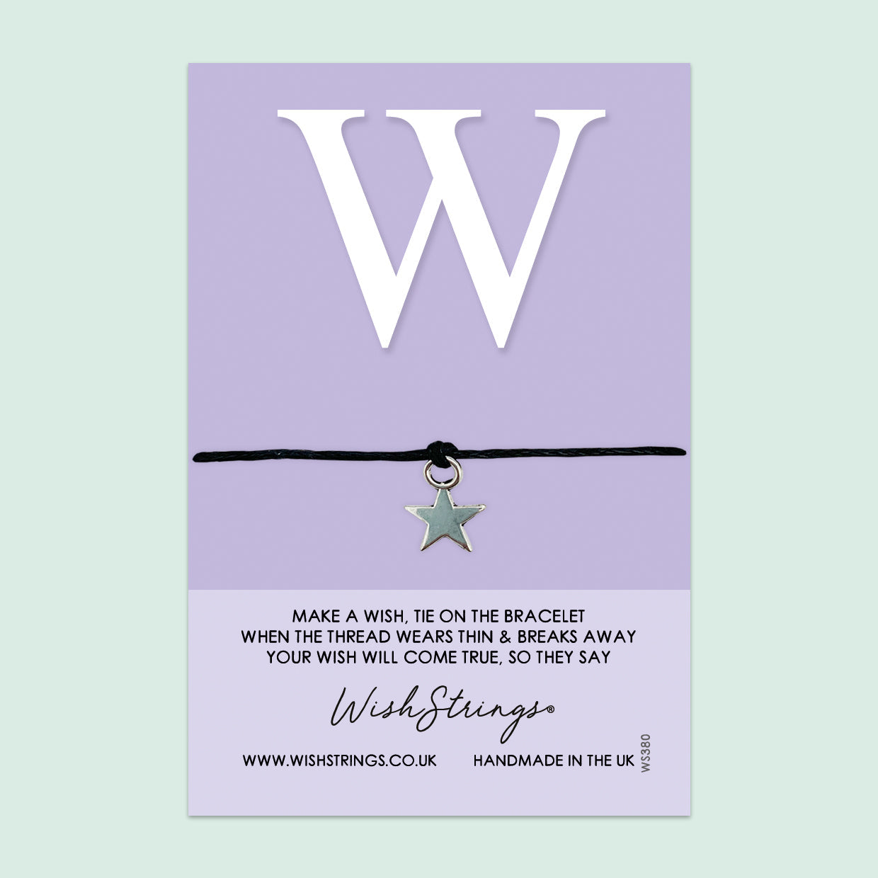 Letter Wish Bracelet – Personalized Initial Jewelry Gift | Adjustable Waxed Cotton Cord | Gift Card Included