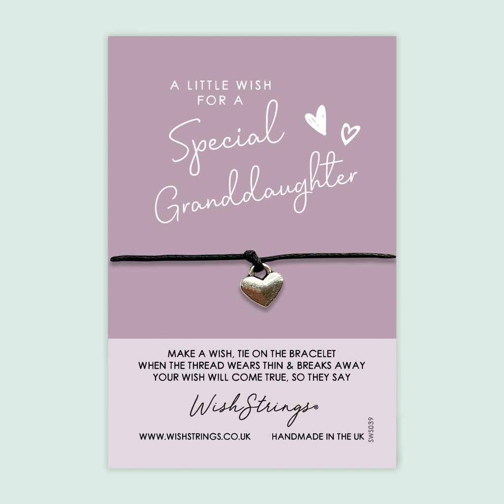 Granddaughter Wish Bracelet – Adjustable Cotton Wax Cord | Heartfelt Gift From Grandparents