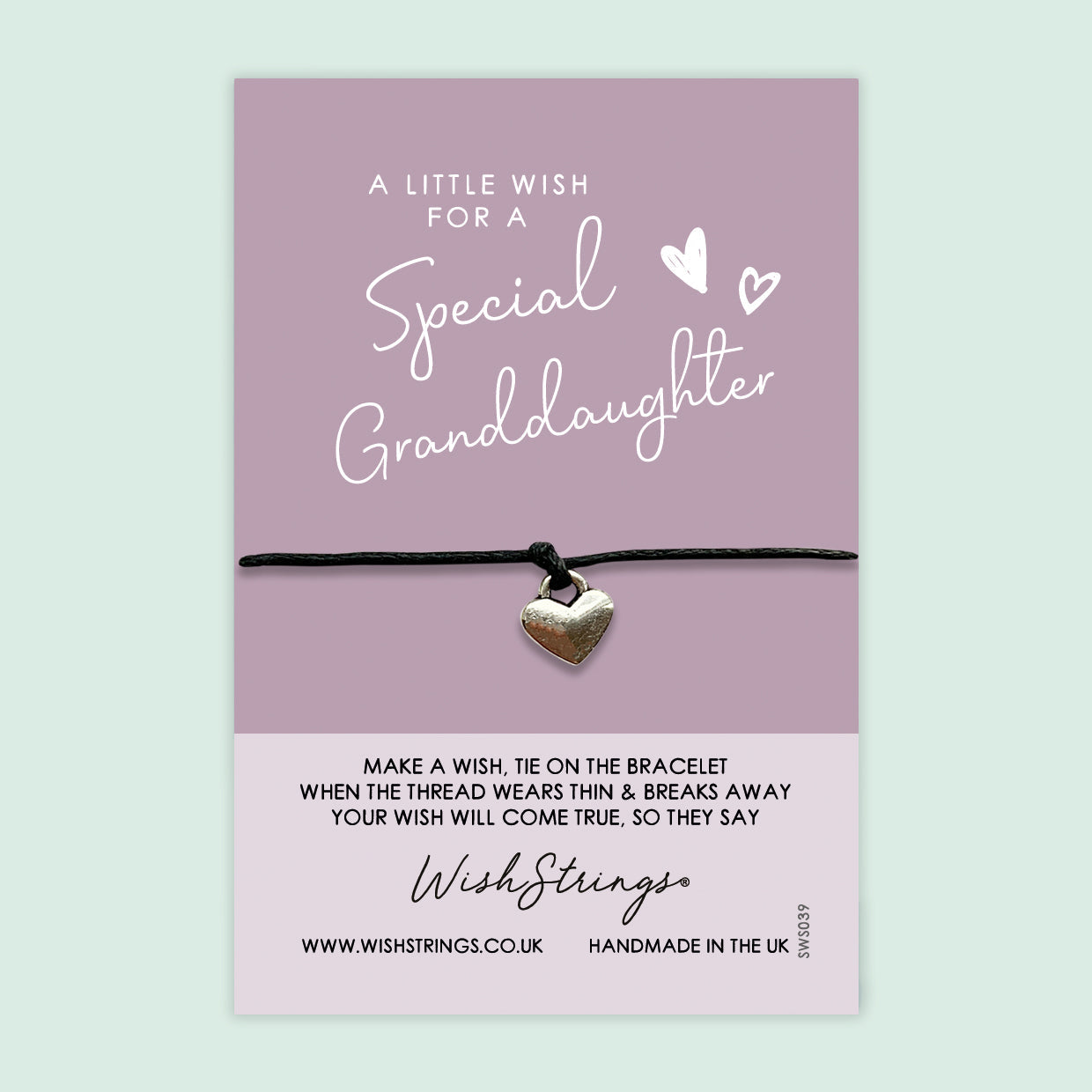 Granddaughter Wish Bracelet – Adjustable Cotton Wax Cord | Heartfelt Gift From Grandparents