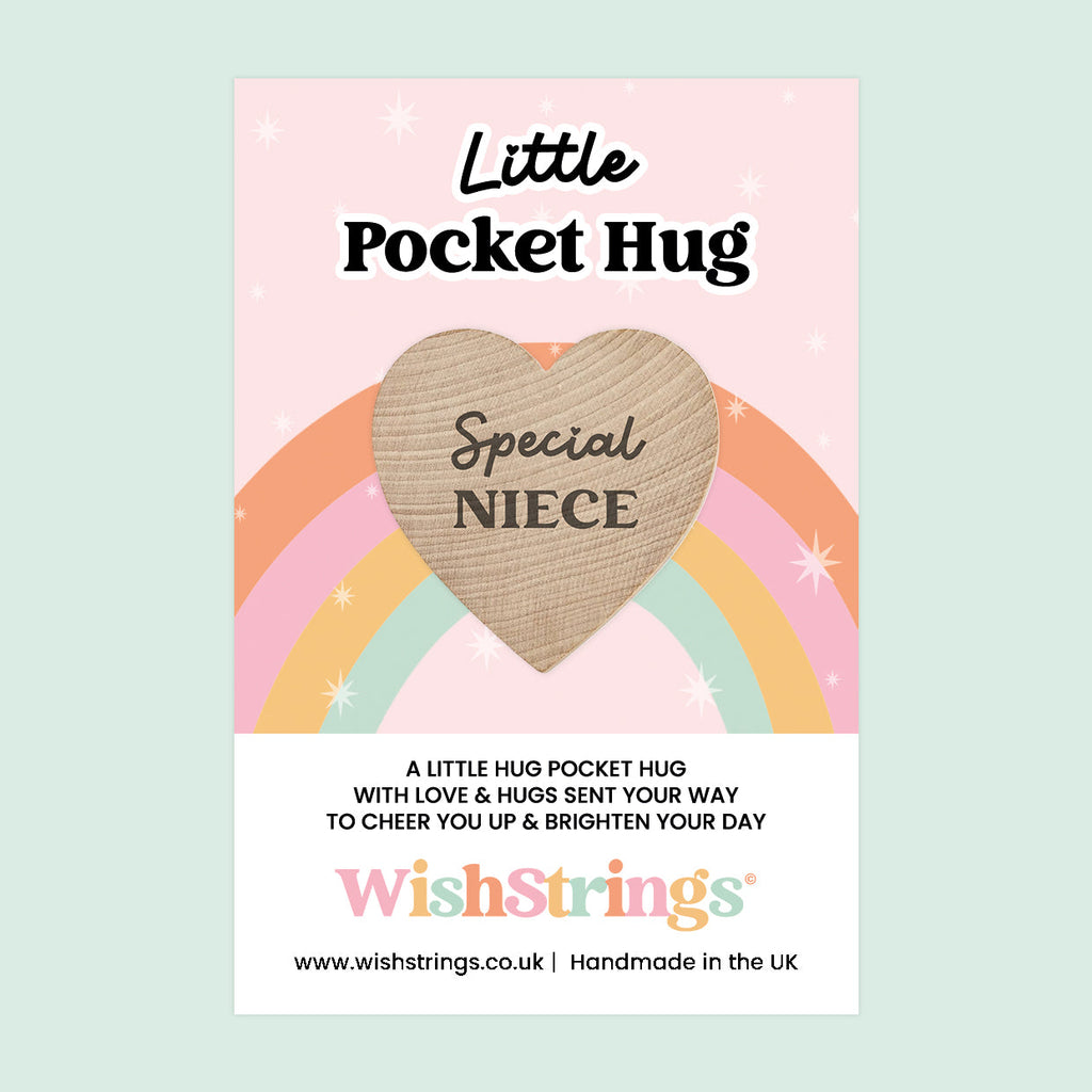 WishStrings Pocket Hug – Special Niece Heart Token Gift | Thoughtful Keepsake from Aunt or Uncle | Letterbox Hug | Gift for Her | Handmade in the UK