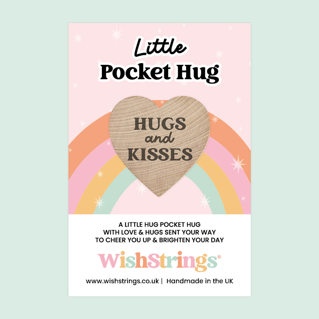 WishStrings Little Pocket Hug | Hugs and Kisses Heart Token | Cute Keepsake Gift | Thinking of You | Letterbox Token for Friends & Loved Ones | XO Hug Gift