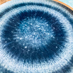 Large Mangowood Serving Tray Platter Patterned Gradient Resin Blue 39.5cm