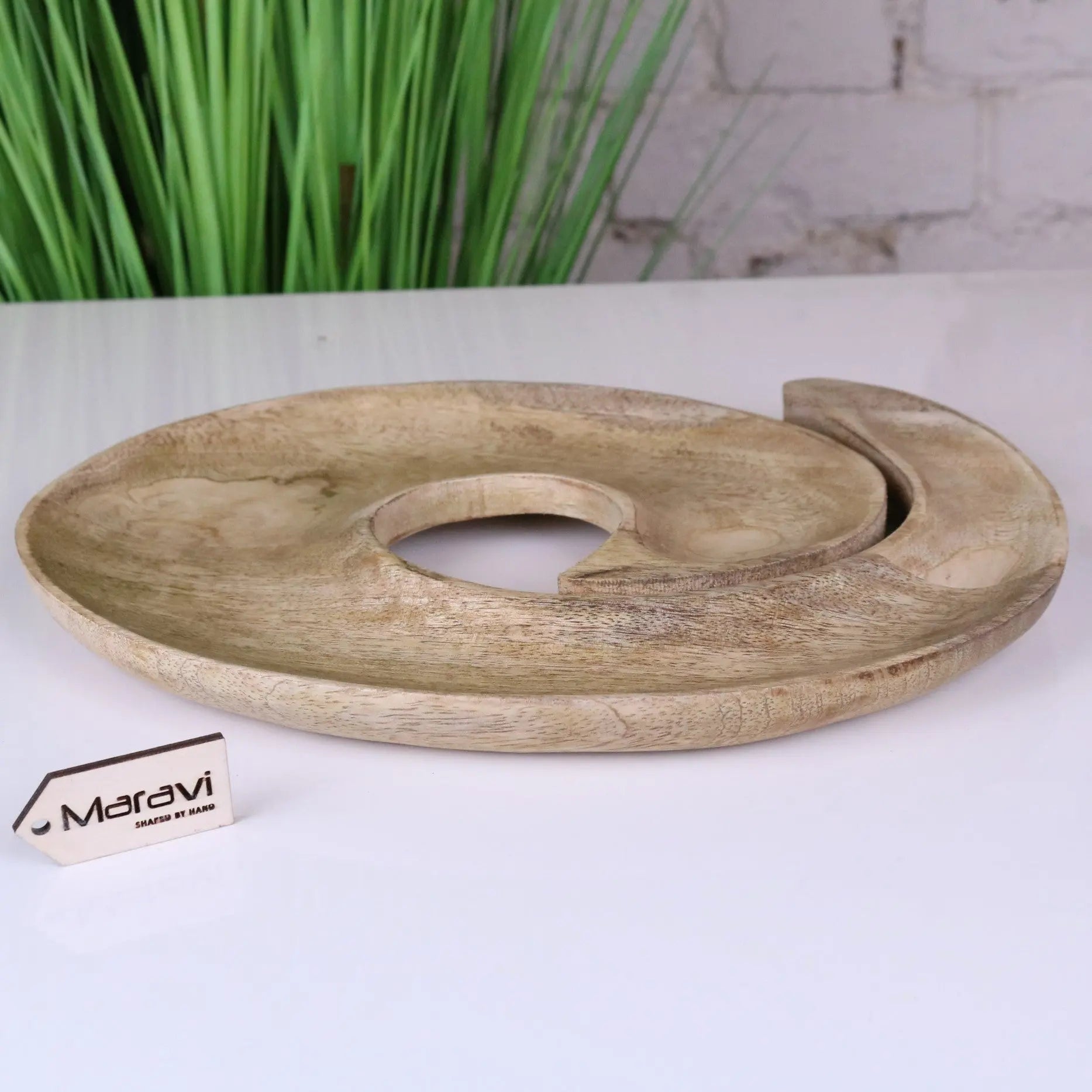 Zayana Swirl Mango Wood Serving Dish