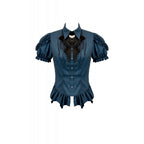 Dark in Love Gothic Academy Striped Puff-Sleeve Blouse