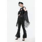 Dark in Love Goth Flare Leggings with Lace Frills