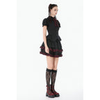 Dark in Love Black Crimson Gothic Tiered Skirt