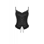 Dark in Love Black Lace Court Lace-Up Camisole
