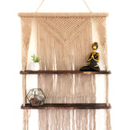 Brown Macrame Hanging Shelves - Brown