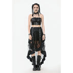 Dark in Love Belladonna Mesh Buckled Goth Skirt in Black