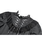 Dark in Love Belladonna Lace-Up High Collar Puff Sleeve Goth Dress in Black