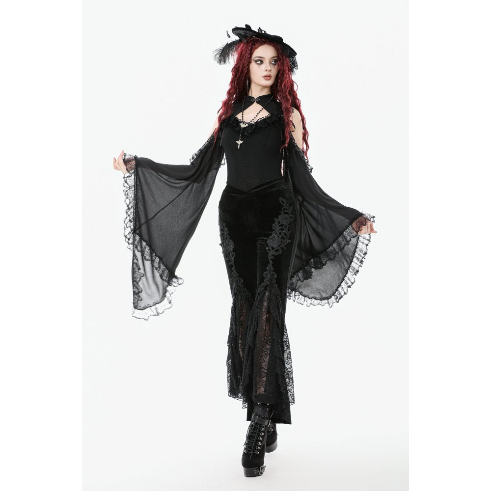 Dark in Love Erzebeth Velvet Lace Flare Trousers