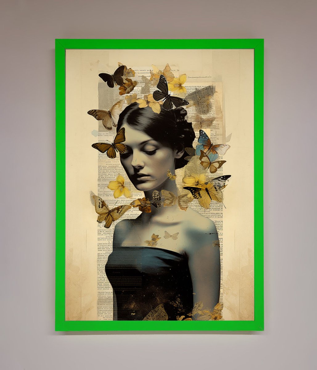 Butterfly Book Woman Framed Poster