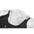 Dark in Love Court-Style Black & White Lace Blouse