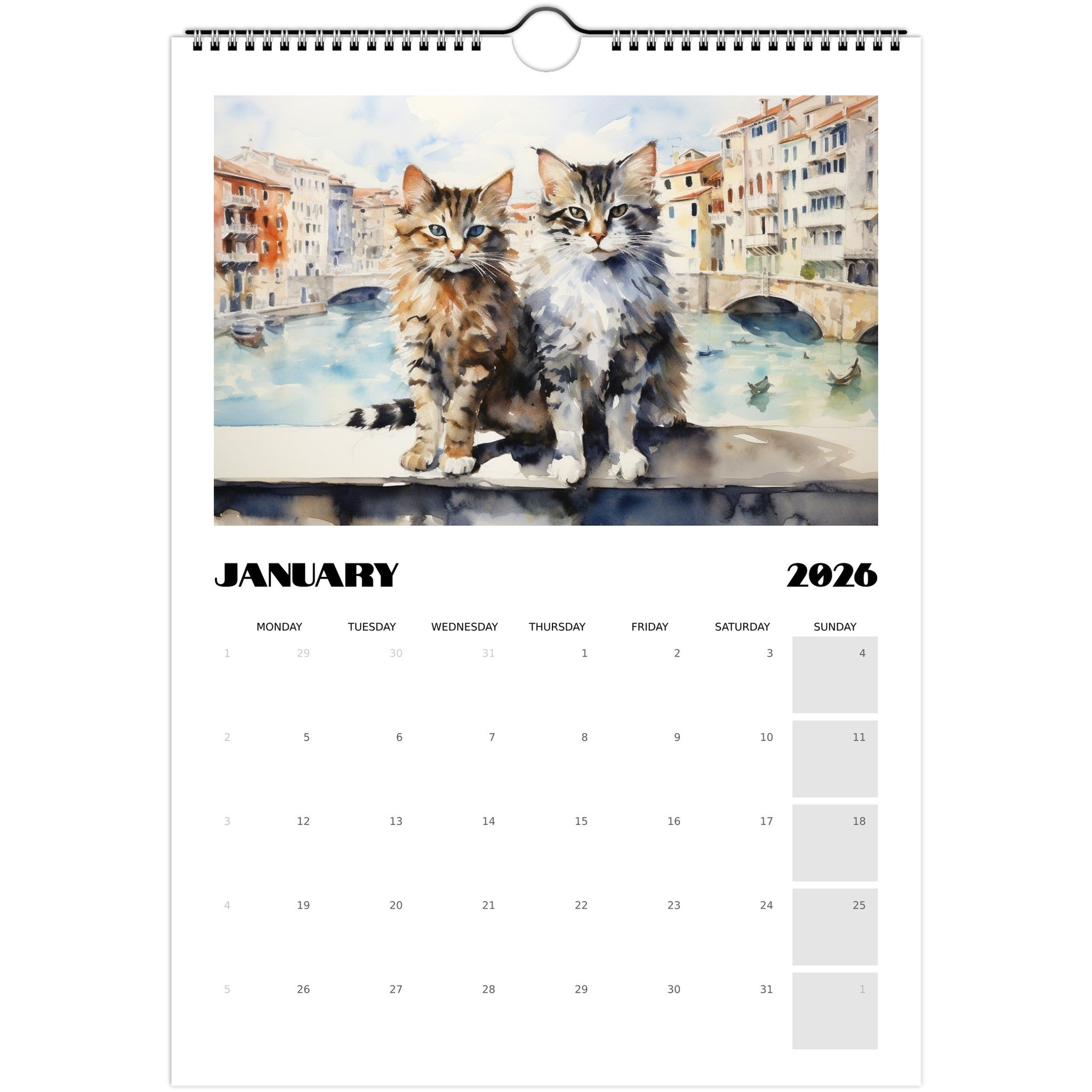 🐾 Venetian Cats 2026 Wall Calendar – A Year of Feline Magic in Venice