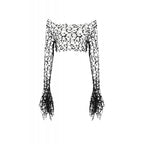Dark in Love Morana Mesh Crochet Knit Bell Sleeve Crop Top