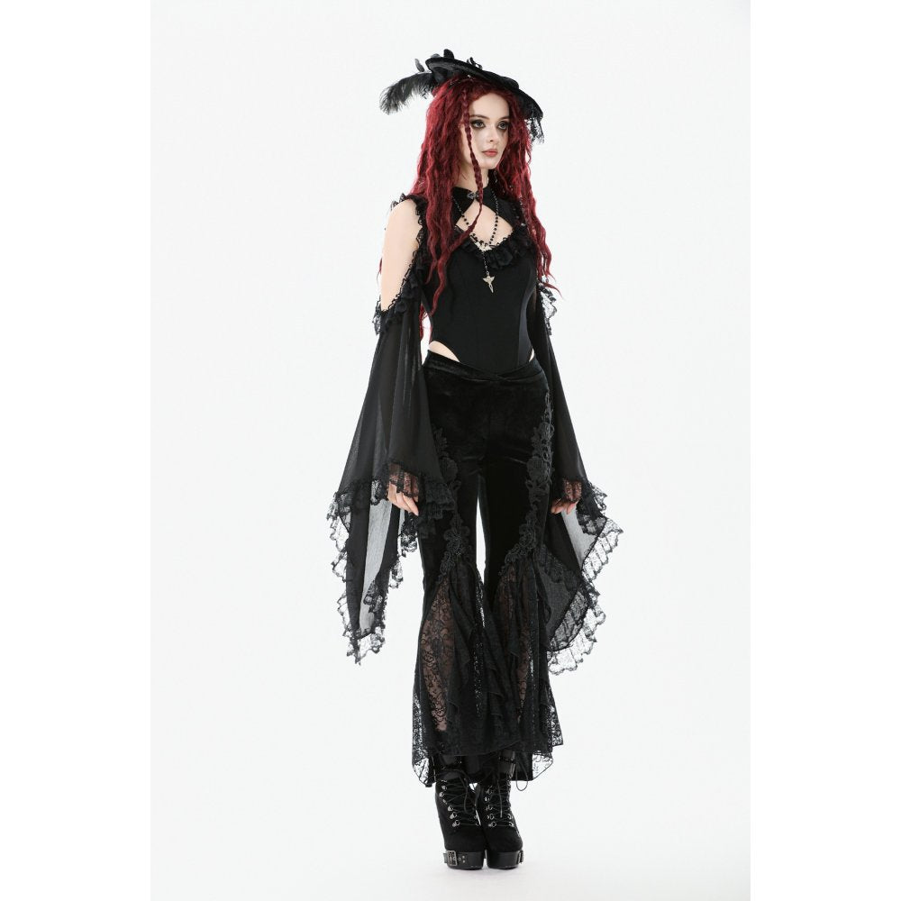 Dark in Love Erzebeth Velvet Lace Flare Trousers