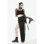Dark in Love Morana Mesh Crochet Knit Bell Sleeve Crop Top