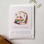 Animal Lover Charity Greeting Card Cat & Book Lover's card